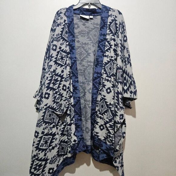 d&co denim + company Tribal Print Blue Cardigan Missy - Picture 1 of 7